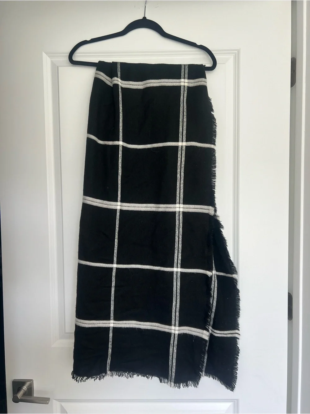 Classic Black Windowpane Blanket Scarf - One Size